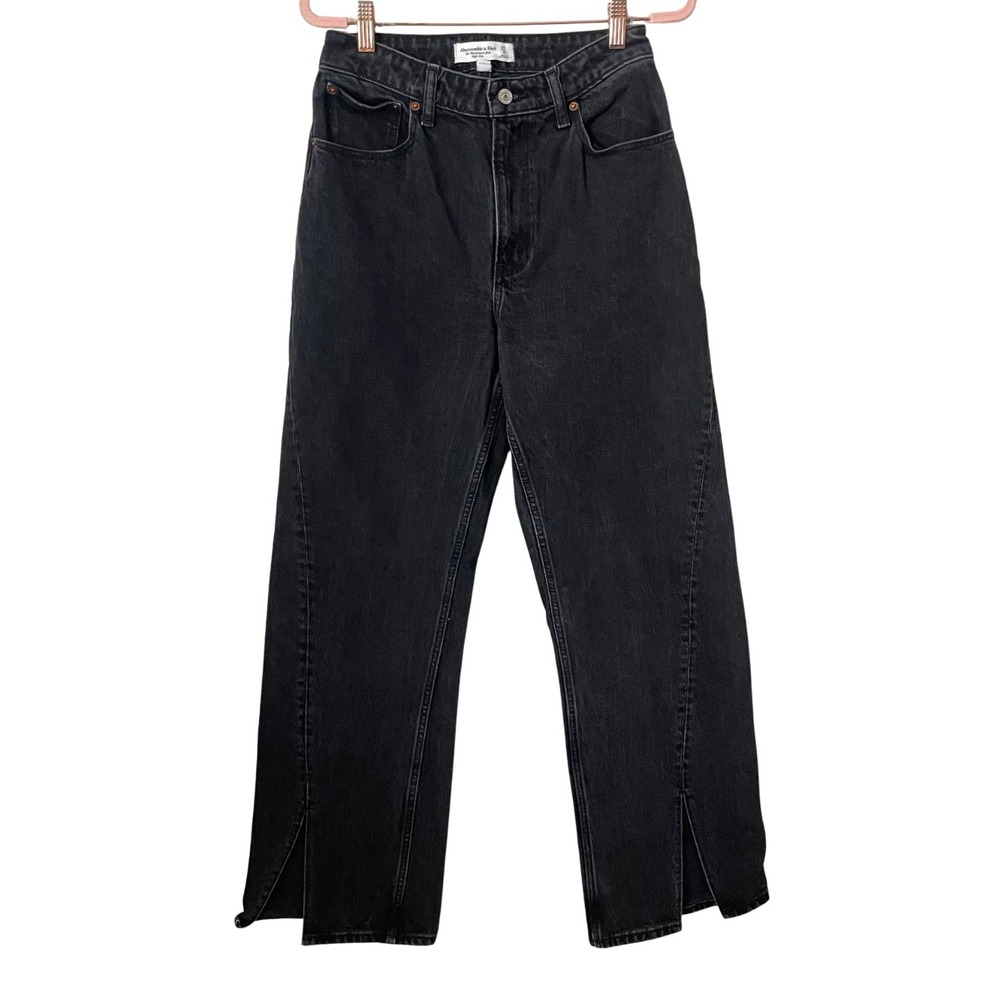 Abercrombie & Fitch Jeans 27 Washed Black Curve Love‎ 90s Relaxed High Rise Slit